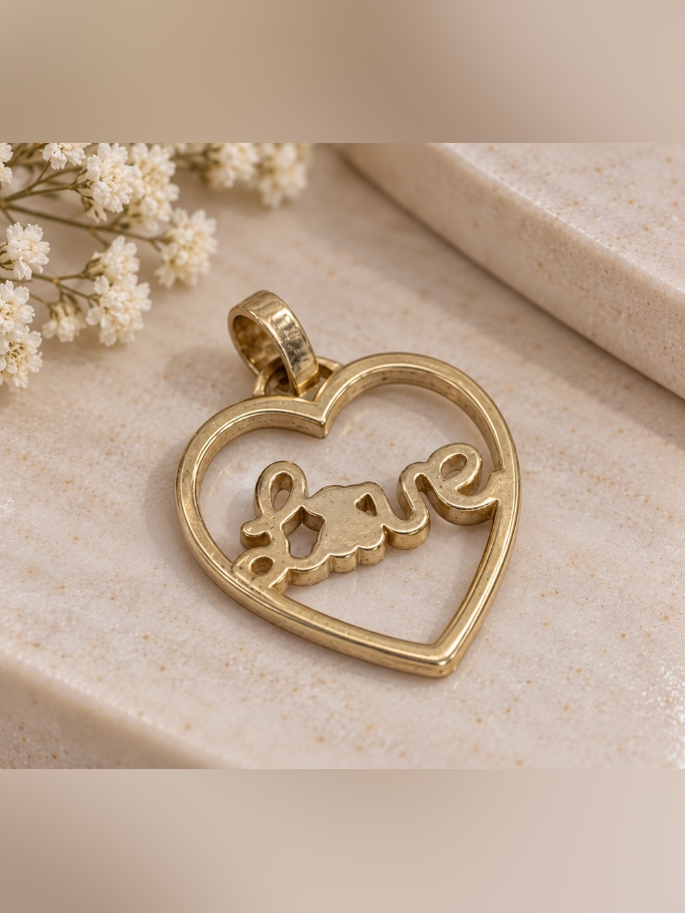 USED Vermeil Gold Heart ❤️pendant 925
